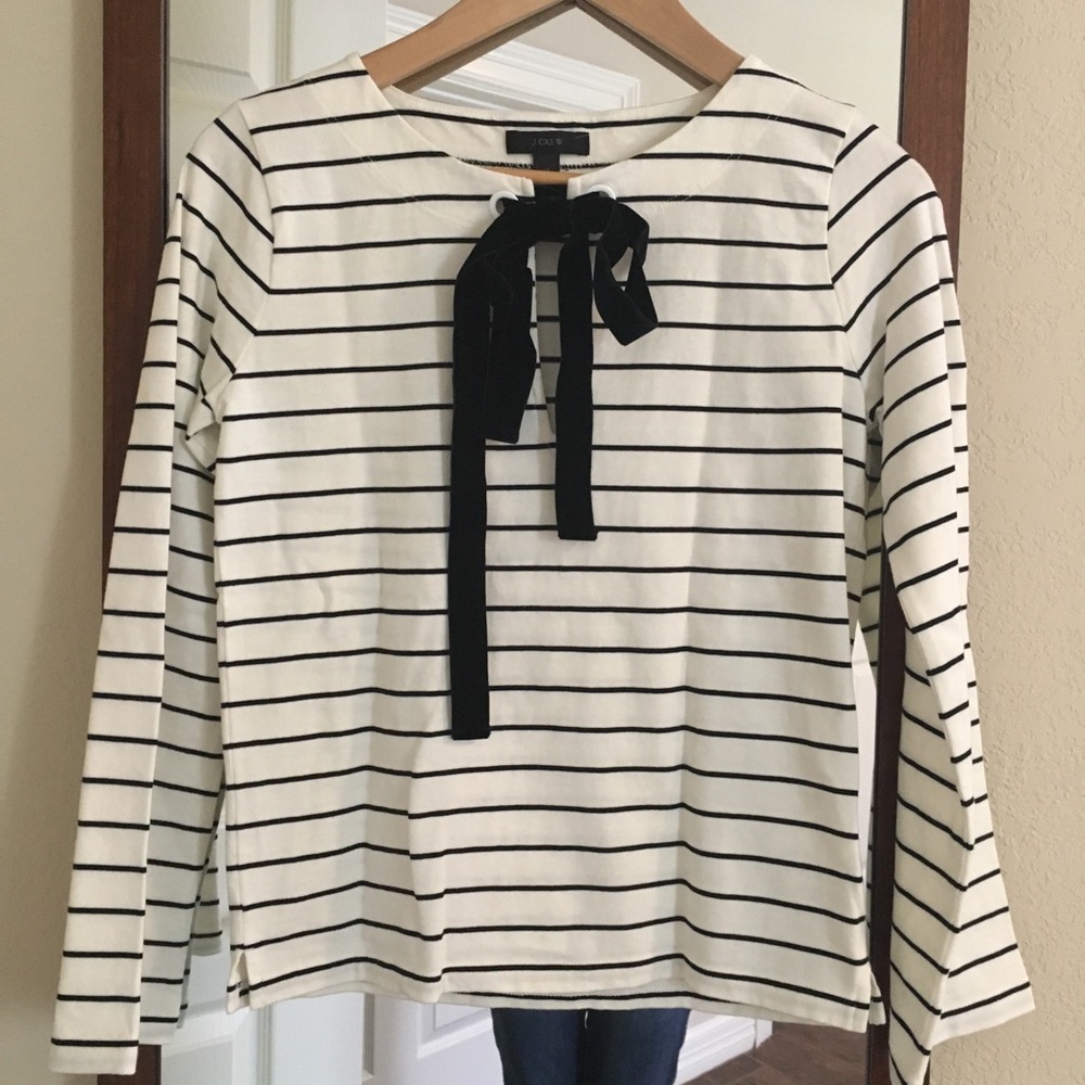 NWOT J. Crew Striped Tie Top